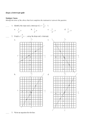 Slope of a line, quiz or worksheet with answer key. Slope Y Intercept Quiz Worksheet For 8th 10th Grade Lesson Planet