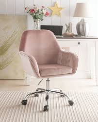 Luxe velvet dustry rose chair. Acme 92504 Eimer Peach Velvet Fabric Office Chair With Casters Home Office Chairs Velvet Office Chair Cheap Office Furniture