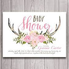 Antler Baby Shower Invitation Digital Download Woodland Theme Oh Deer Party Invite Prin Antler Baby Shower Baby Girl Shower Themes Baby Shower Woodland Theme