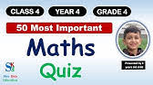 A set of grade 4 math questions on operations on numbers, converting units, algebraic expressions, evaluation of algebraic expressions, problems are presented along with their answers at the bottom of the page. Basic Math Skills Test For Grade 4 Math Quiz With 10 Questions And Answers Youtube