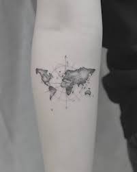 It includes country boundaries, major cities, major mountains in shaded relief, ocean depth in blue color gradient, along with many other features. Tattoobloq On Twitter 35 Best World Map Tattoo Ideas For Travel Lovers Https T Co 8fsoe46d7e Worldmaptattoo Maptattoo Tattoo