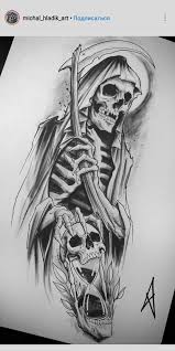 Drawings Of The Holy Death Diytattooimages Skull Sleeve Tattoos Evil Tattoos Evil Skull Tattoo