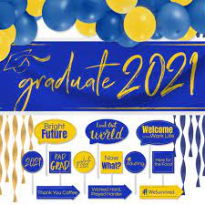 Let's give cho a 'blue love' to let him live with a 'yellow life'. Classic Graduation Decorating Kit Royal Blue Yellow Stumps Party