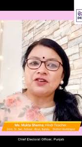 Ms. Mukta Sharma, a hindi teacher from Govt. Sr. Sec. School-Boys, Batala  (District Gurdaspur), presented an exquisite poem “Aao Chunaav Ko Safal  Banaayen” highlighting the importance of voting in the ...