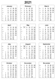 2021 Yearly Calendar Printable Template In 2020 Calendar Printables Yearly Calendar Monthly Calendar Template