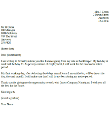 Bookkeeper Resignation Letter Example Toresign Com