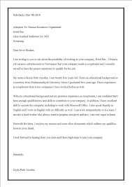 15 Contoh Surat Lamaran Kerja Resepsionis Front Office Di Kantor Hotel Instansi Sekolah Surat Inggris Bahasa