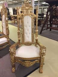 Gold Gothic Lord Raffles Wedding Salon Boutique King Queen Lion Throne Chair Patio Seating Throne Chair King Throne Chair