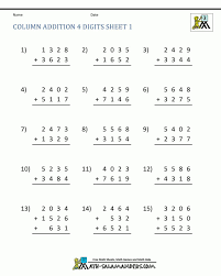Addition Worksheet For 3rd Grade 4th Grade Math Worksheets Addition Worksheets Math Addition Worksheets