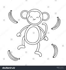 Black And White Monkey Pictures Cute Cute Cartoon Black And White Monkey With Banana Vector Illustration For Coloring Art Ad Sponsored White Monkey In 2020 Colorful Art Cute Cartoon Black And White