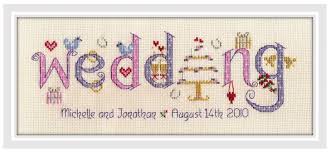 10x10 inches (mat and frame are not included). Wedding Sampler Kit Nia Cross Stitch Sampler