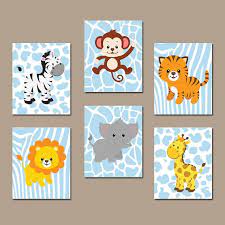 Boy Animal Wall Art Boy Animal Nursery Jungle Safari Animals Baby Boy Nursery Wall Art B Juegos De Decoracion Guarderia De Safari Habitacion Para Bebes Varones