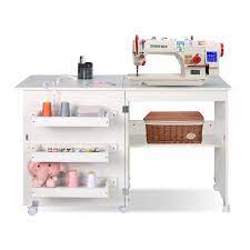 Add a koala height adjustable sewing chair to perfect your sewing experience. Folding Sewing Table Multifunctional Sewing Machine Cart Table Sewing Craft Cabinet With Storage Shelves Portable Rolling Sewing Desk Computer Desk With Lockable Casters White Amazon Ae Arts Crafts