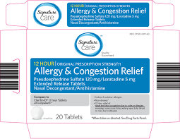 Loratadine 10 mg and pseudoephedrine sulfate 240 mg. Buy Signature Care Allergy And Congestion Relief Loratadine Pseudoephedrine 5 120 Mg 1 Mg 1 Safeway