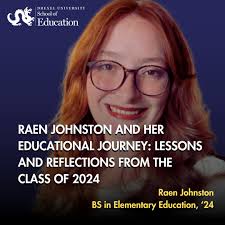 Excited to announce that Raen Johnston, BS in Elementary Education '24,  will represent the undergraduate Class of 2024 at the School of Education  commencement! Raen praises her experiences and the incredible support