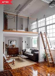 A Beautiful 600 Square Foot Studio Was Furnished On A Small Budget Tiny House Loft Tiny House Interior Design Small House Design