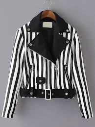 Black And White Vertical Striped Hoodie Vertical Striped Zipper Belt Jacket Fashion Striped Jacket Jackets