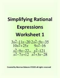 Simplifying Rational Expressions Worksheet 1 In 2020 Simplifying Rational Expressions Rational Expressions Math Lesson Plans