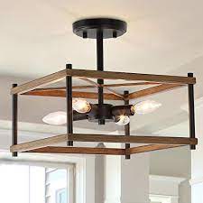 Some types of kitchen ceiling light fixtures are good for general lighting, and others are good for work lighting, but none do both very well. Ksana Semi Flush Mount Ceiling Light Farmhouse Light Fixtures Ceiling With Faux Wood Finish For Kitchen Dining Room Farmhouse Goals