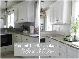 You can use glass tiles, a tile mural or ceramic tile backsplash, stainless steel, marble backsplash, and stone kitchen backsplashes to name but a few. I Painted Our Kitchen Tile Backsplash The Wicker House