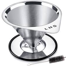 Reviews of the best permanent coffee filters medelco cone permanent coffee filter the overall sentiment towards this gold tone coffee filter is that its a huge improvement over. Amazon Com Pour Over Coffee Dripper Stainless Steel Lhs Slow Drip Coffee Filter Metal Cone Paperless Reusable Single Cup Coffee Maker 1 2 Cup With Non Slip Cup Stand And Cleaning Brush Kitchen Dining