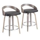 Grotto Bentwood Swivel Counter/Bar Stool With PU Leather Seat, Black LumiSource