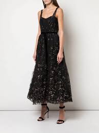 Flocked Glitter Tulle Tea Length Dress In 2020 Tea Length Dresses Women S Evening Dresses Embroidered Mesh Dress