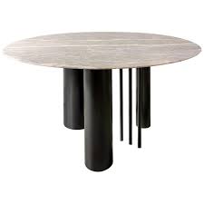 Round wood dining table with metal legs. Modern Marble Top Metal Leg Nobe Italia Round Dining Table For Sale At 1stdibs