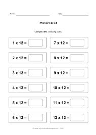 twelve times table practice multiply