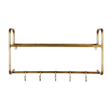 Etagere Porte Manteau Mural 5 Crochets Et Porte Chapeau Metal Finition Laiton Decoclico Porte Manteau Mural Porte Manteaux Etagere Porte Manteau