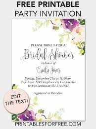 Purple Floral Printable Bridal Shower Invitation Printables For Free Wedding Invitation Templates Bridal Shower Invitations Printable Free Invitation Templates