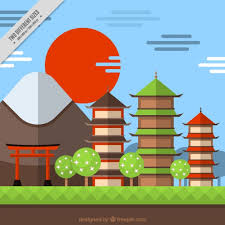 See more ideas about tattoos, japanese background, japanese tattoo. Japanese Background Of Landscape At Sunset In Flat Style Nohat Free For Designer