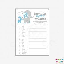 Name The Baby Animals Animal Match Game Baby Shower Blue Etsy Boy Baby Shower Games Elephant Baby Shower Boy Baby Shower Printables