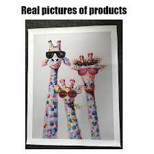 modern art colorful oil animal giraffe a family with glasses painting canvas picture printings wall for living room calligraphy aliexpress annonces de couleurs heureuses