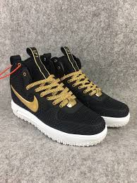 Black And Gold High Top Air Force Ones 2018 Spring Fashion Nike Lunar Force 1 Duckboot High Black Gold Duck Boots Boost Shoes Nike