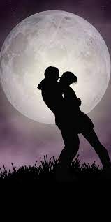 Moon Romantic Night Couple Silhouette Art 1080x2160 Wallpaper Love Wallpaper Backgrounds Romantic Wallpaper Silhouette Art