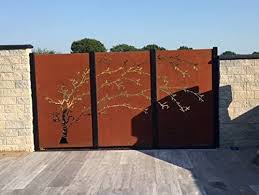 Amazon De Design Gartenzaun Sichtschutz 3 Teiliger Baum Bestehend Aus 3 Rostelemente Und 4 Pfosten Sw017 Metall Stahlblech Dc01 Zaun Stahlblech Gartenzaun