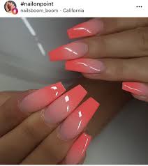 Acrylic nails can be short, medium or long, press on or glue on, be curved or square and there are styles for adults and children. Coral Ombre Nails Pink Ombre Nails Coral Ombre Nails Red Ombre Nails