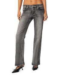 Edikted Lucille Low Rise Satin Bow Jeans