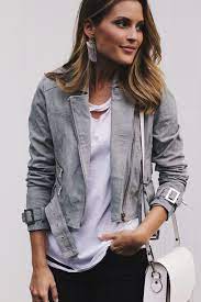 Grey Suede Moto Jacket Lindsay Marcella Grey Jacket Outfit Grey Suede Jacket Fashion