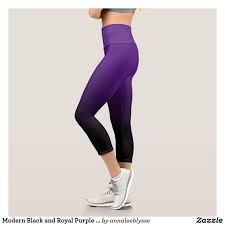 Modern Black And Royal Purple Ombre Capri Leggings Zazzle Com In 2020 Capri Leggings Ombre Leggings Popular Leggings