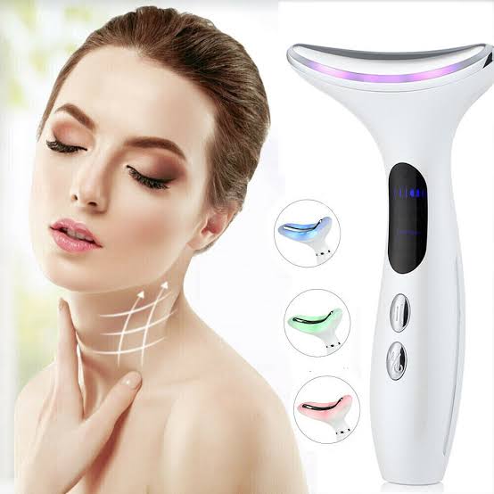 3 LED Photon Therapy Neck Massager Face Lifting Tool Vibration Anti-Wrinkle US | eBay