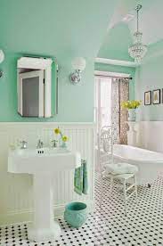 Bathroom renos bathroom flooring bathroom interior bathroom vanities bathroom storage basement bathroom ideas small bathroom renovations decorating bathrooms bathroom black and white bathroom makeover, a bathroom with a mix of modern and vintage elements. 35 Vintage Black And White Bathroom Tile Ideas And Pictures Green Bathroom Mint Green Bathrooms House Of Turquoise