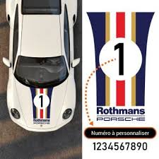 Film à haute opacité impossible à voir à travers. Sticker Capot Porsche Rothmans Avec Le Numero A Personnaliser Porsche Stickers Voiture Autocollant Voiture