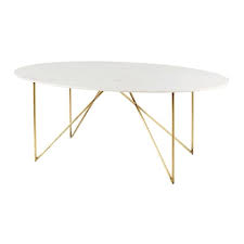 Plateau d'une dimension allant de 240 x 100 cm à 269 x 100 cm. Table A Manger 4 6 Personnes En Marbre Blanc Et Fer Dore L200 Izmir Maisons Du Monde