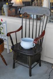 Antique Potty Chair With High Spindle Back And Shaped Arm Rests Porcelain Chamber Pot Is Accessed By Door At The Back Of The Chair Potty Chair Chair Antiques
