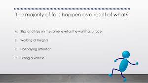 Strap cleats onto your shoes. Slip Trip Fall Prevention Quiz Ppt Download