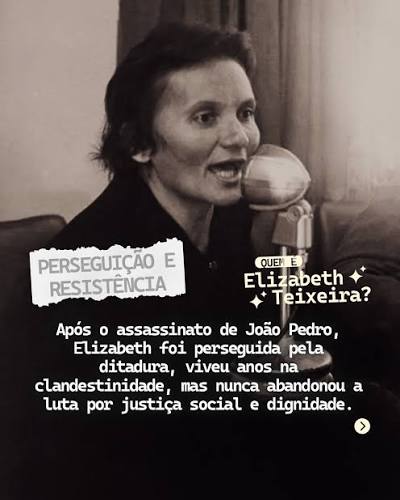Elizabeth Teixeira é história viva do Brasil. Mulher de fibra, coragem e força, ela transformou a luta do campo em símbolo de resistência, dignidade e justiça social. 🌾✊ Referência das Ligas Camponesas,