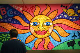 This design is a great way to show off your local pride while giving your customers something awesome to look at. Mural Ideas School Murals Mural Painting School Painting