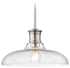 Industrial Farmhouse Pendant Light Seeded Glass 14 Chrome Traditional Pendant Lighting By Destination Lighting